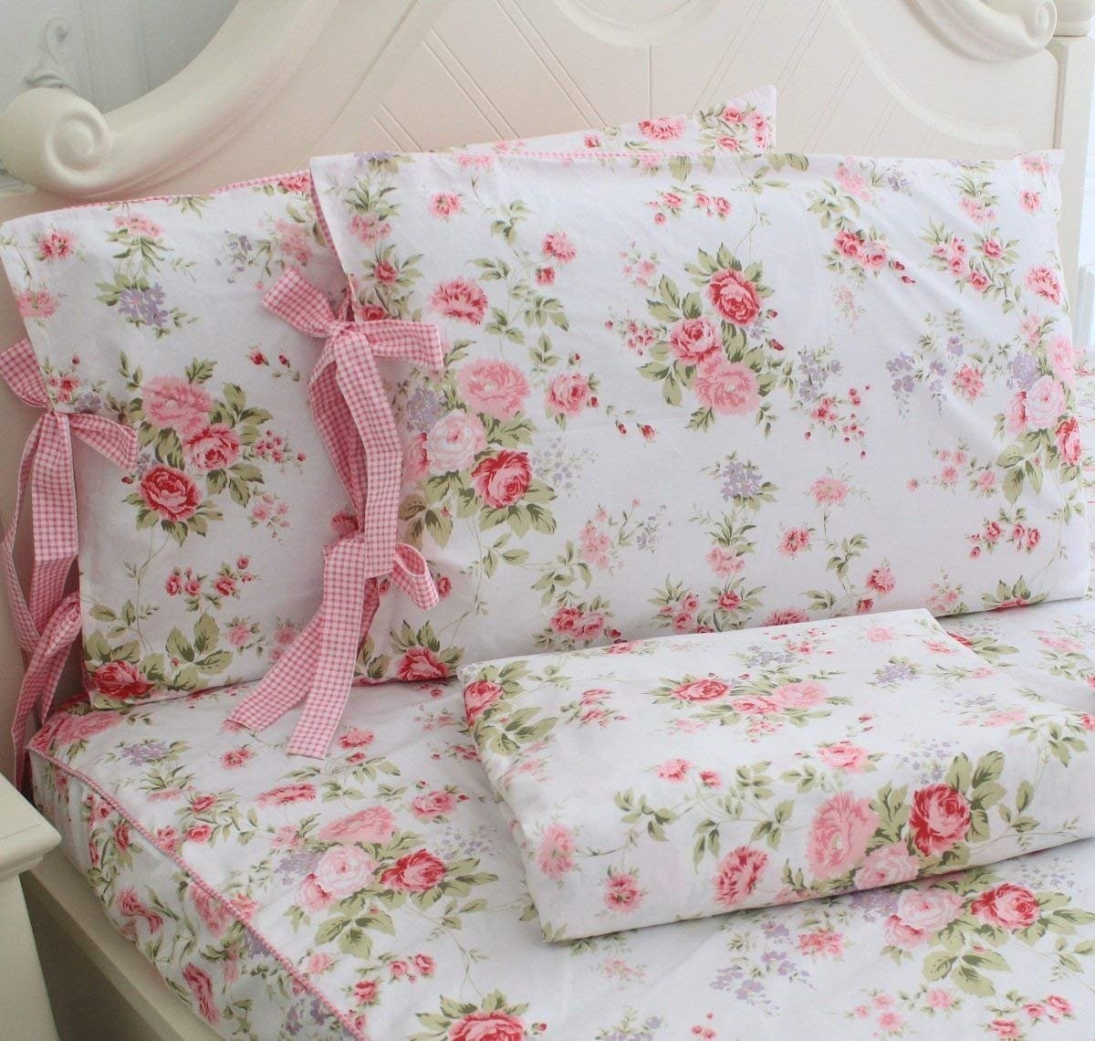 FADFAY Cotton Bed Sheets Set Rose Floral Bed Sheets 4-Piece Queen Size gallery