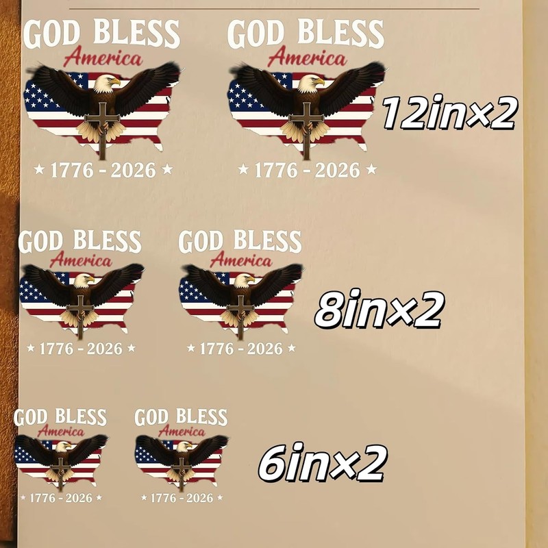 6Pcs God Bless America Patriotic Decals, 1776-2026 250th Anniversary Stickers US gallery
