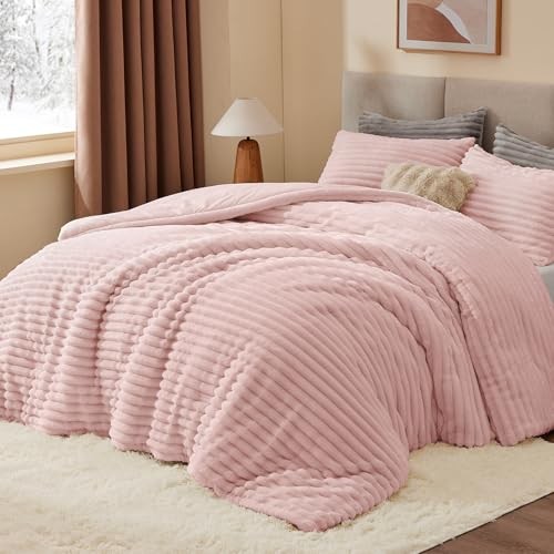 Fleece Comforter Set -Super Soft & Warm Fluffy Bedding, Luxury Queen Pink gallery
