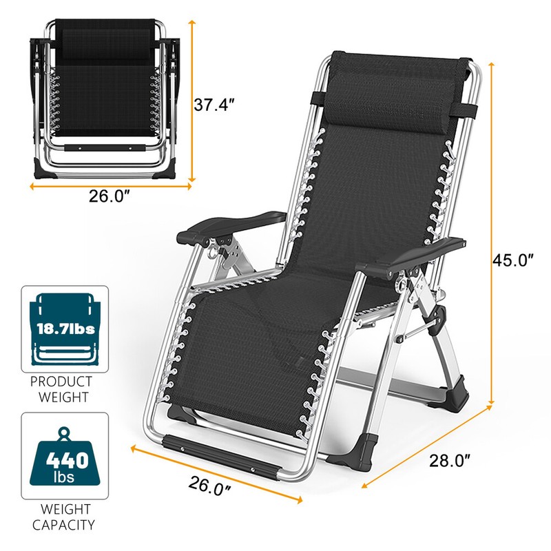 Begonia.K Padded Zero Gravity Lounge Chair Wide Armrest Adjustable Recliner gallery