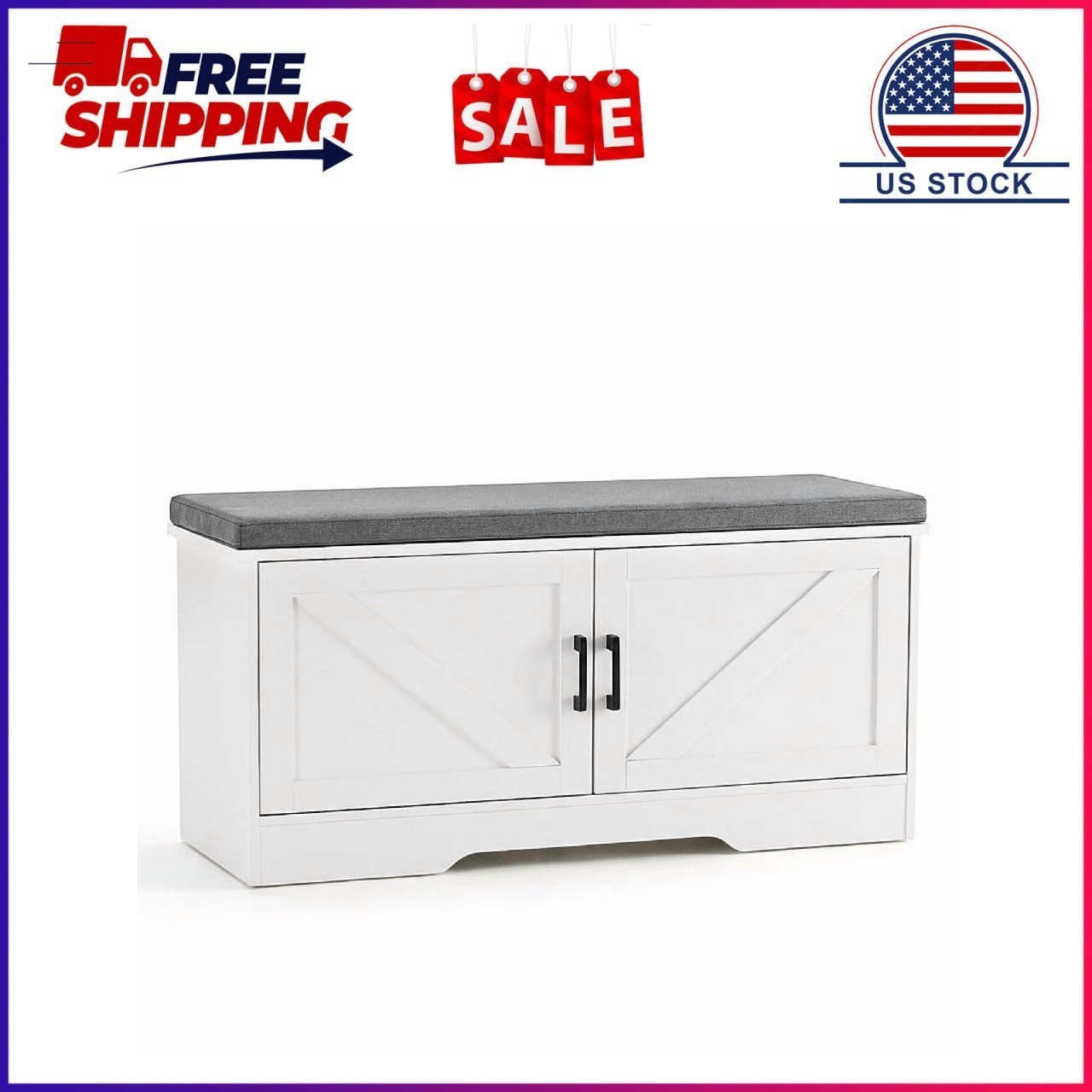 Gianna 39 Inch Shoe Storage Bench，Shoe Organizer Cabinet with Padded Seat Cushio gallery