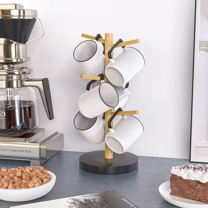 Bamboo Mug Holder Tree, Thicker Base Coffee Cup Holder Stand for Counter, Mug Ra gallery