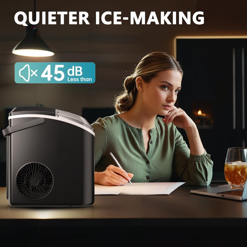EUHOMY Nugget Ice Maker Countertop, 34lbs/Day, 6 Min, Handle, Quiet, ETL gallery