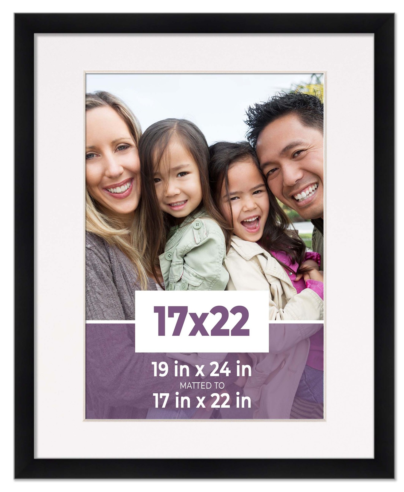 17x22 Frame Black With White Picture Mat For 17x22 Photo - Black 19x24 Frame To gallery