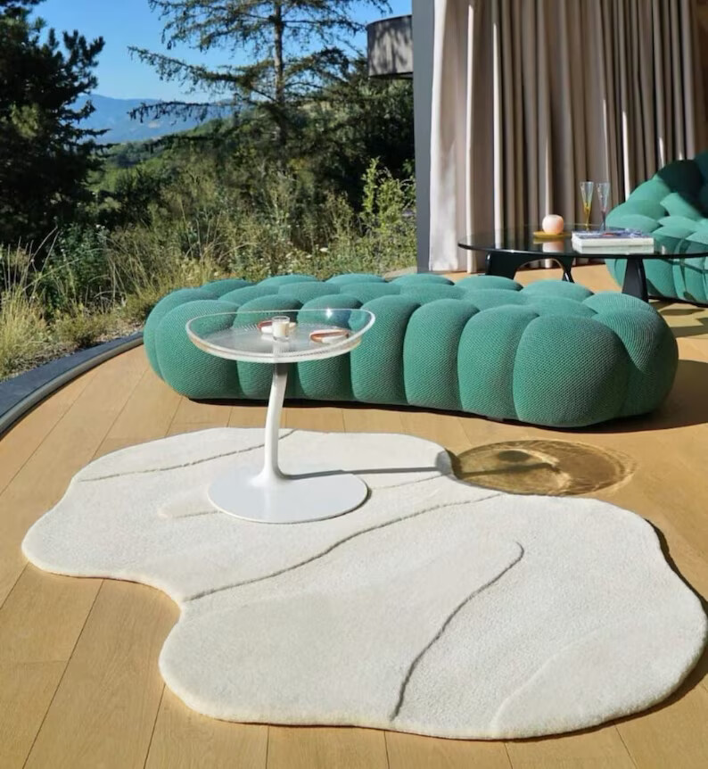 Irregular Shape High & Low Pile, Hand-Tufted Modern 100% Wool Area Rugs