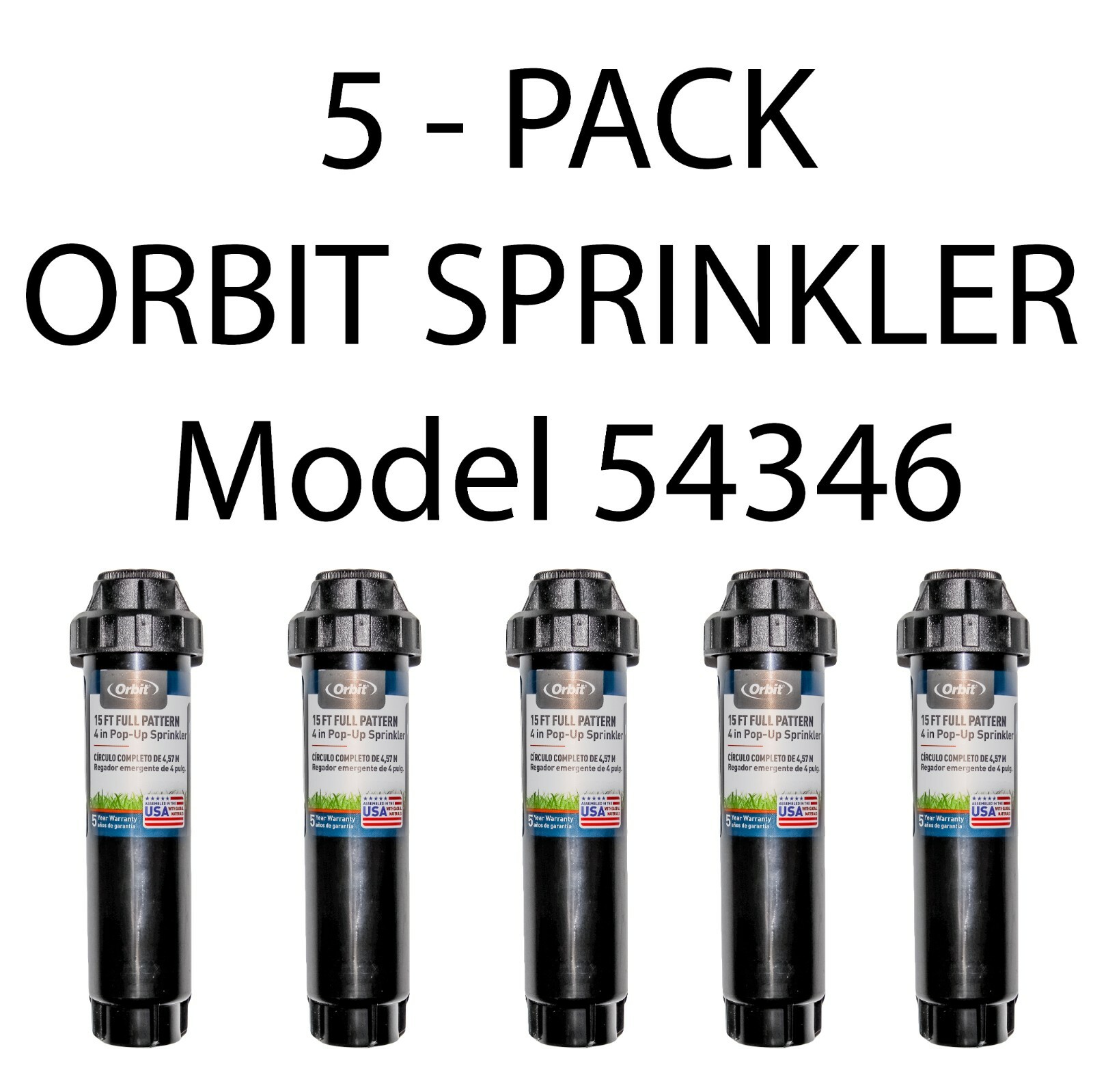 Orbit VALUE 5 Pack Spring Loaded Pop-Up Sprinkler Full Pattern Sprinkler 54346 gallery