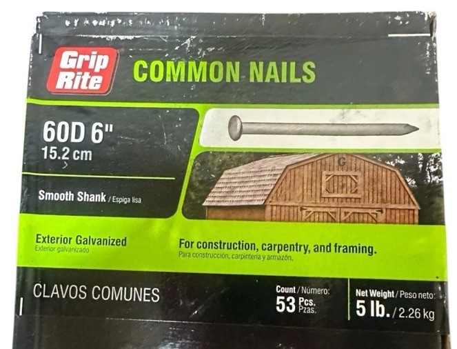 Grip-Rite Common Galvanized Smooth Shank Nails 60D 6” 5 Lb gallery