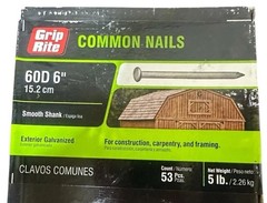 Grip-Rite Common Galvanized Smooth Shank Nails 60D 6” 5 Lb
