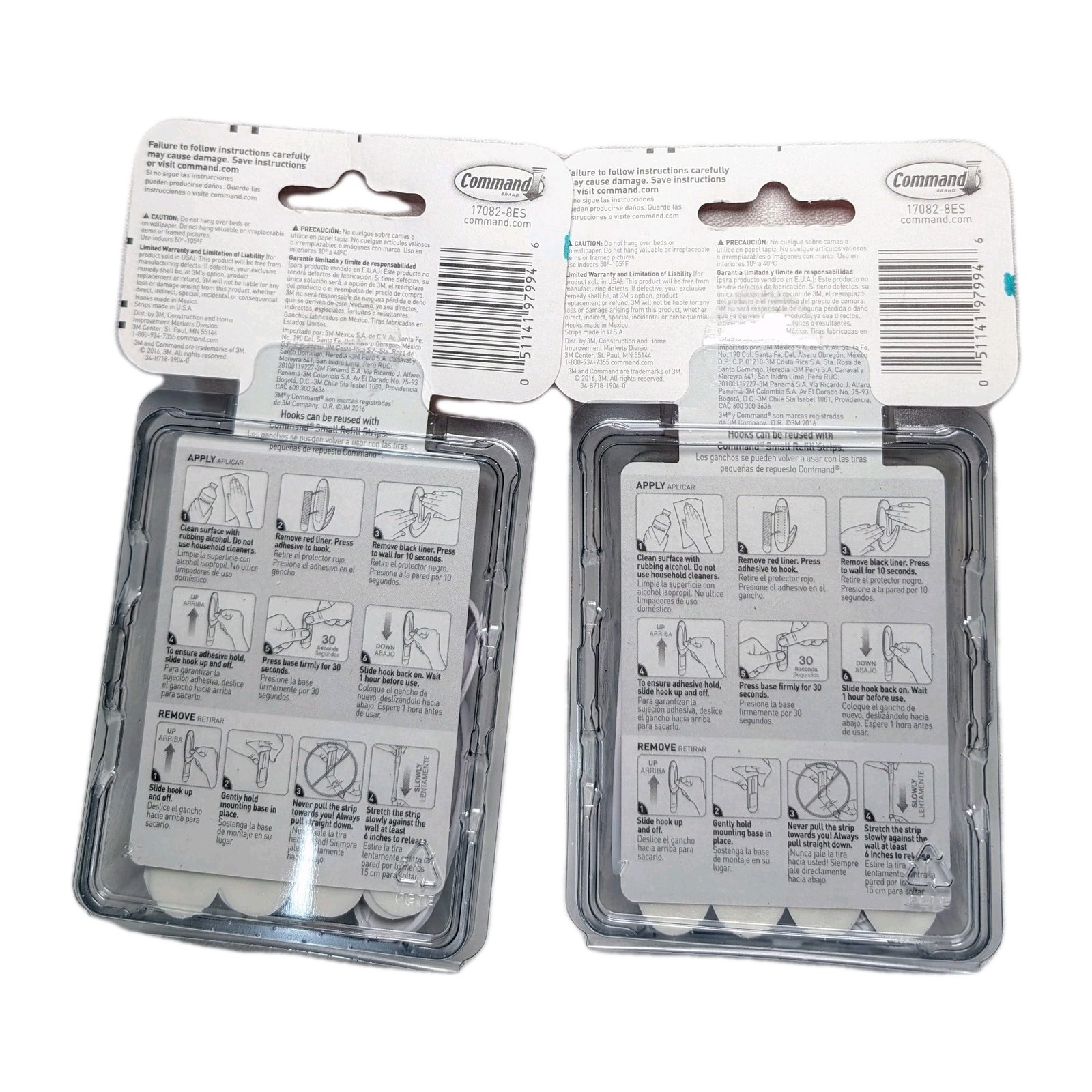 2 Pks 3M Command 8 Small Designer Hooks & 16 Adhesive Strips Per Pack Max 1 lb gallery