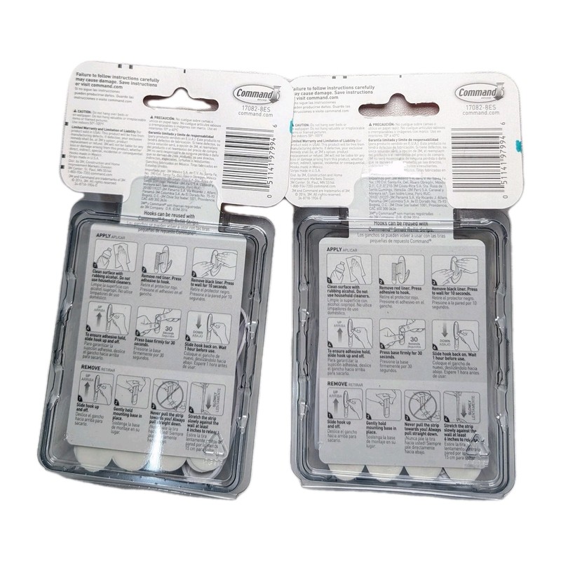 2 Pks 3M Command 8 Small Designer Hooks & 16 Adhesive Strips Per Pack Max 1 lb gallery
