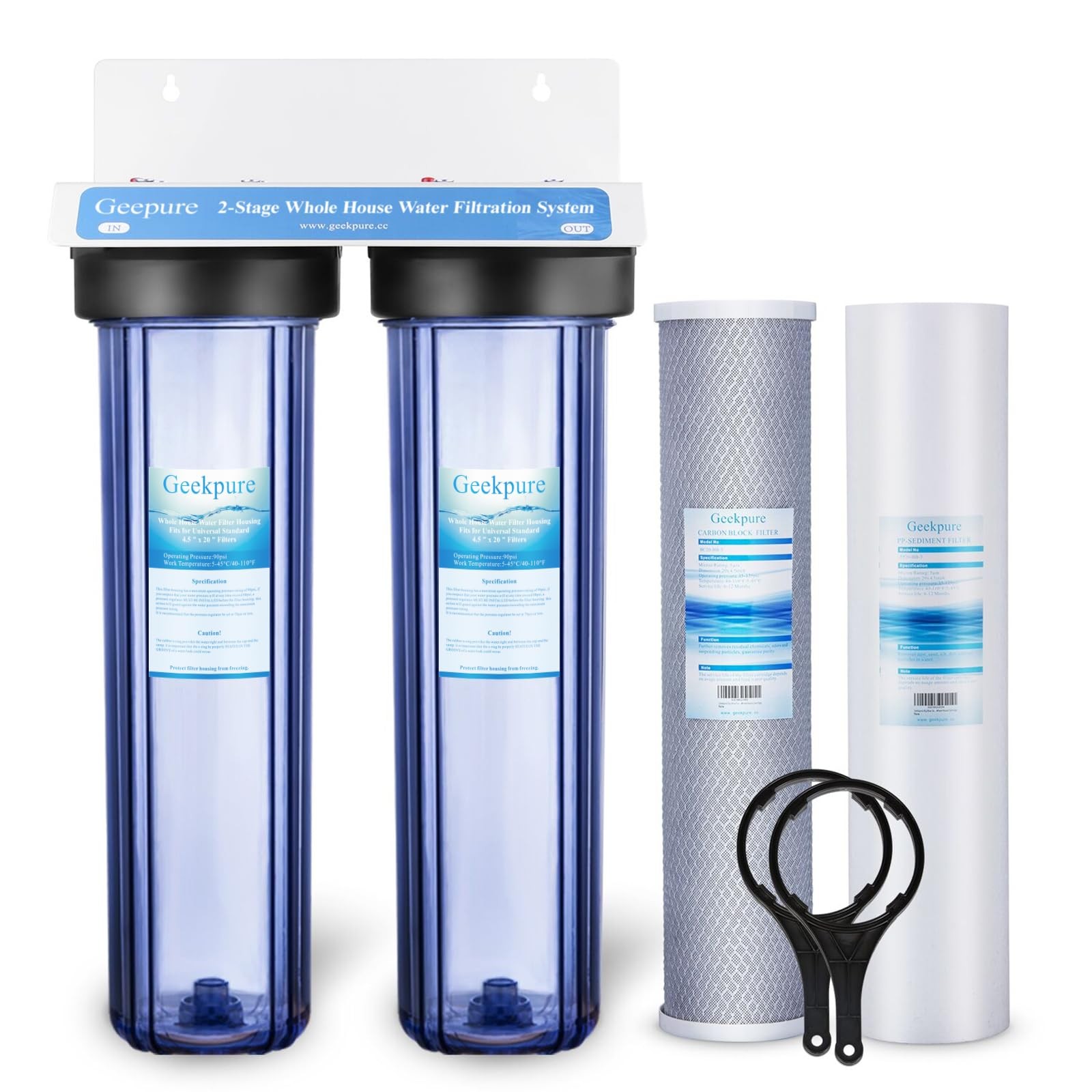 2 Stage Whole House Water Filter System with 20-Inch Big Clear Filter Housing... gallery