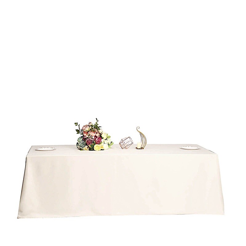 BEIGE Polyester 90x156" Rectangle TABLECLOTHS Wedding Party Home Linens SALE gallery