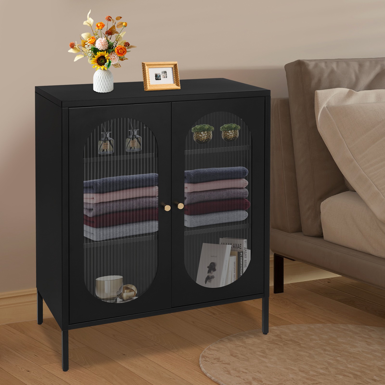 40" Kitchen Pantry Storage Box 3 Tiers Adjustable Tier Spacing Accent Cabinet gallery