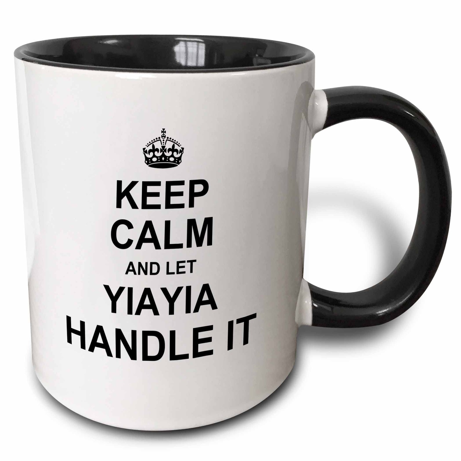 3dRose Keep Calm And Let Yiayia Handle It Mug, 11oz Black Ceramic, Grandma Gift gallery