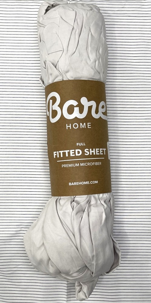 Full Cloud Gray Microfiber Fitted Sheet Soft, Luxury 15" Deep Pocket Bare Home