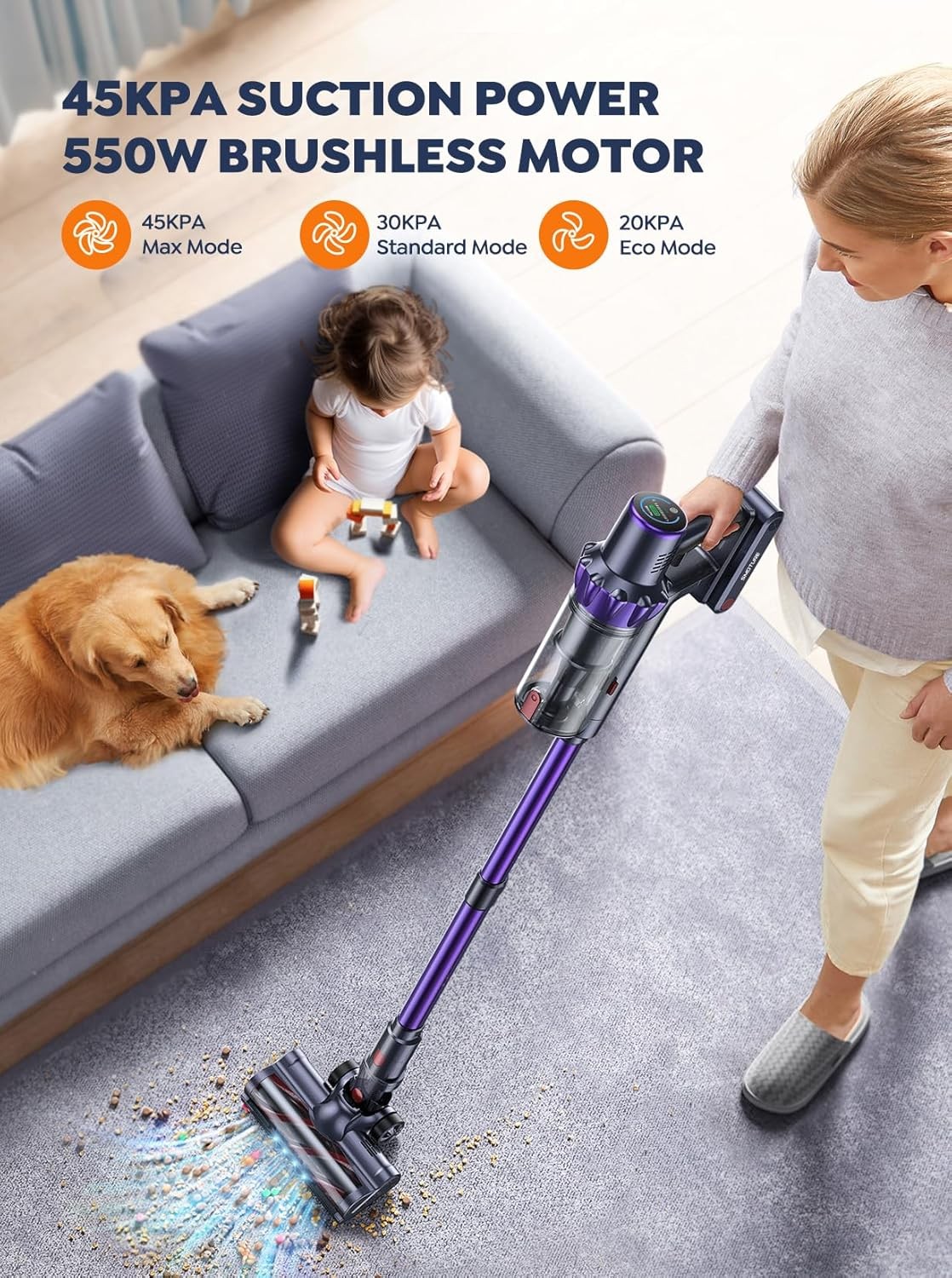 45KPA Stick Vacuum 2 Batteries Brushless Motor gallery