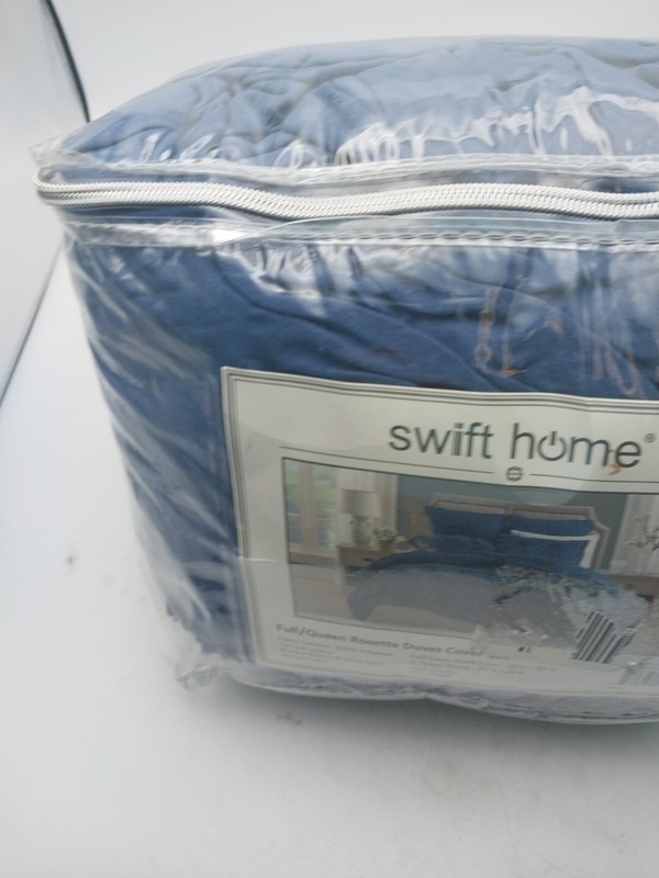 Swift Home Full/Queen Rosette Duvet Cover Set Navy Blue gallery