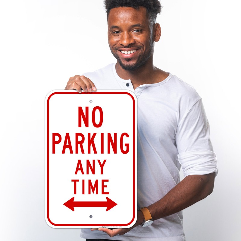 No Parking Any Time With Bidirectional Arrows Sign, gallery