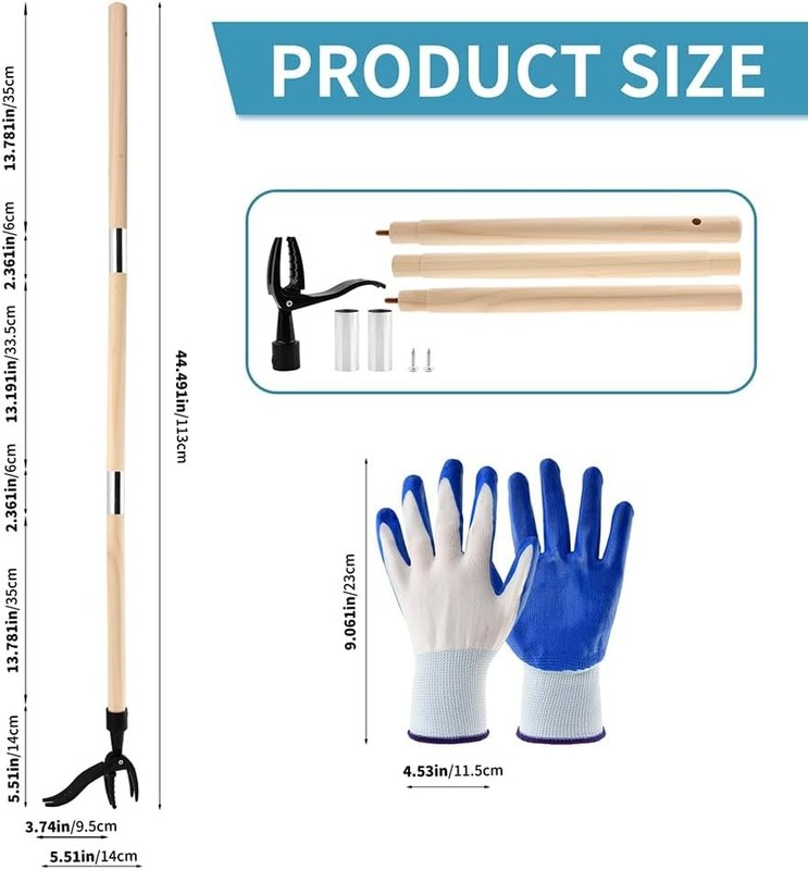 Weed Puller Tool Long Handle 46-inch & 4-Claw Steel Head Stand Up Heavy Duty gallery