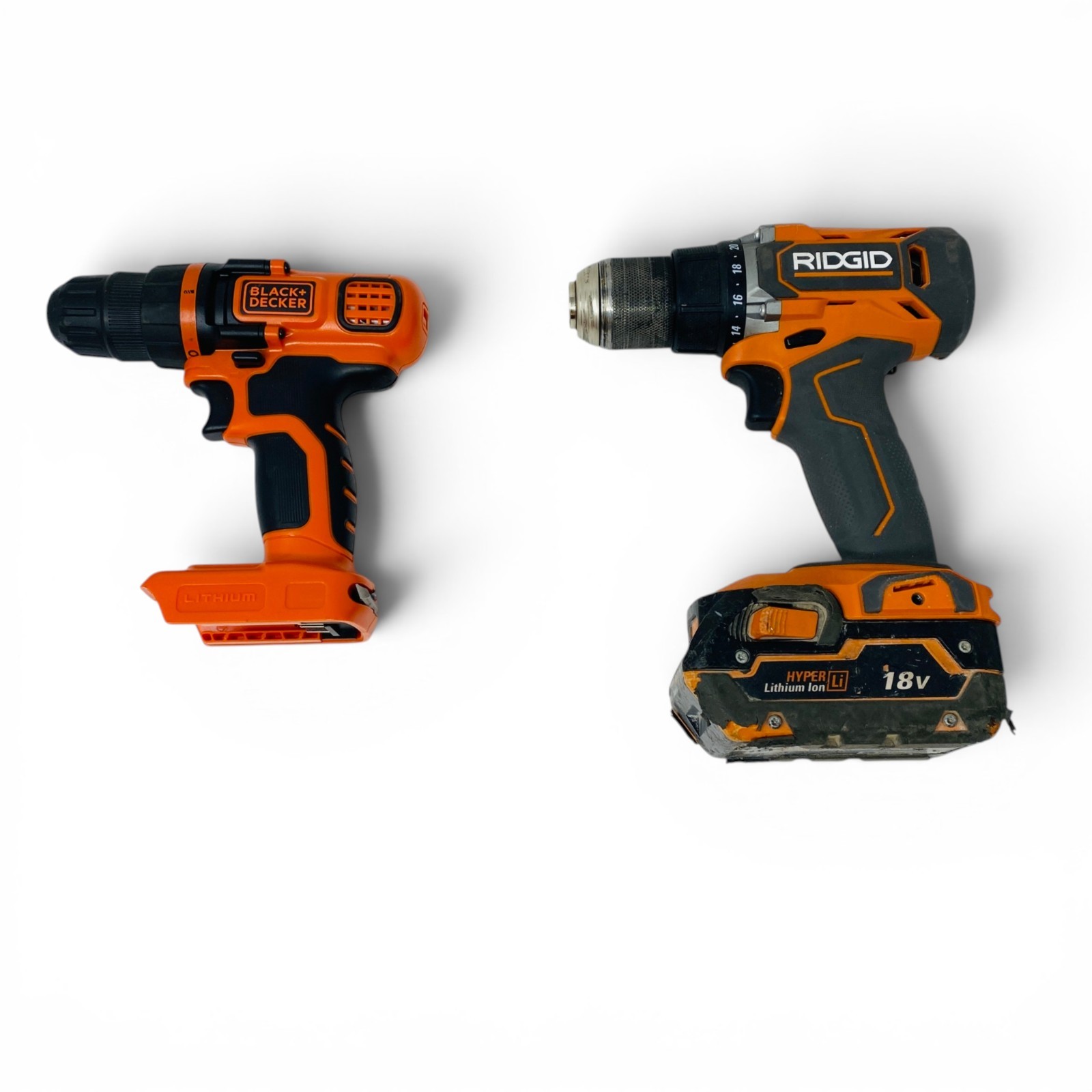 Ridgid 18V & Black & Decker 20V Max Cordless Drill Driver Lot 2 Pcs gallery