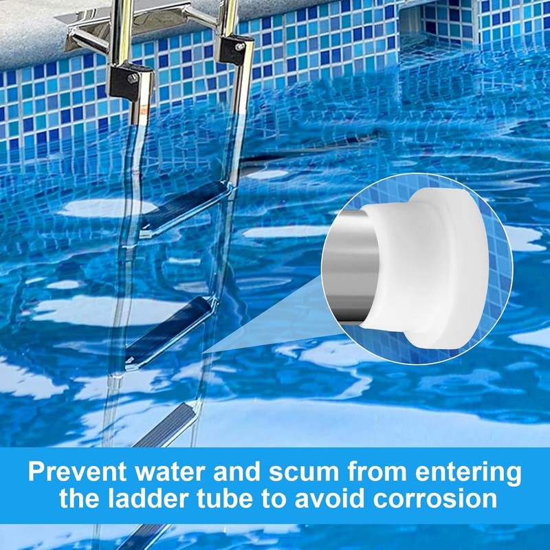 2 Pack Pool Ladder Bumpers Rubber End Caps for 1.9" Tubing Protects Pool Liner gallery