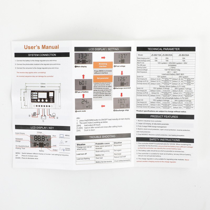 10A PWM Solar Charge Controller 12V 24V Regulator For 200W 300W Solar Panel RL gallery