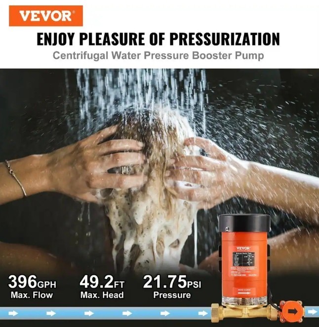 ITOPFOX 120W Automatic Water Pressure Booster Pump, Max Flow 25 L/min Shower gallery