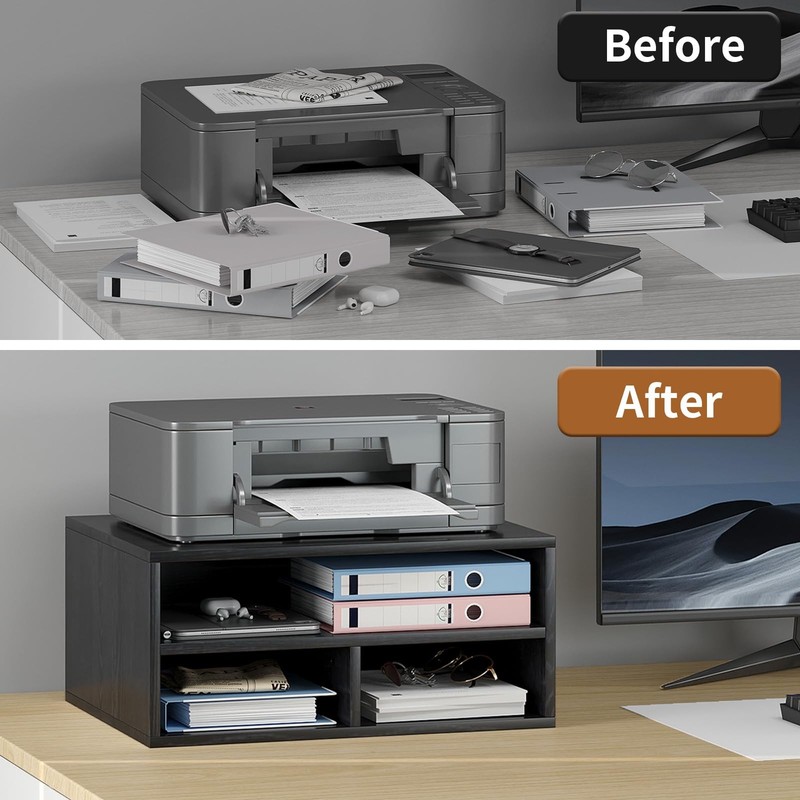 Desktop Printer Table with Storage, 2 Tier Printer Stand for Desk, Desk Organ... gallery