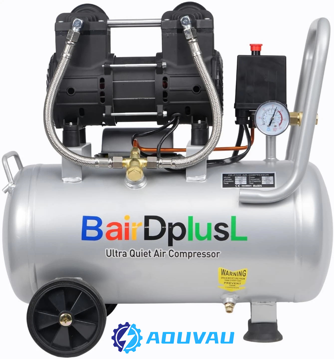 BairDplusL 8Gal Ultra Quiet Air Compressor 110V 1.5HP 8.8CFM 115PSI Oil-Free gallery