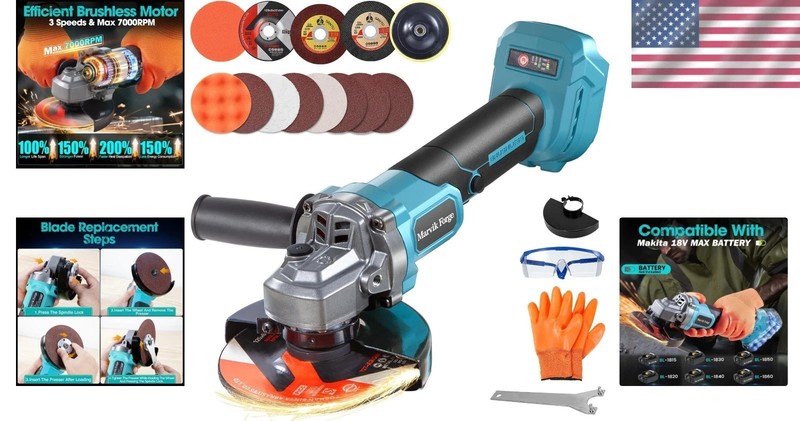 Cordless Angle Grinder - 4-1/2" Blade, 7000 RPM, Compatible with Makita gallery