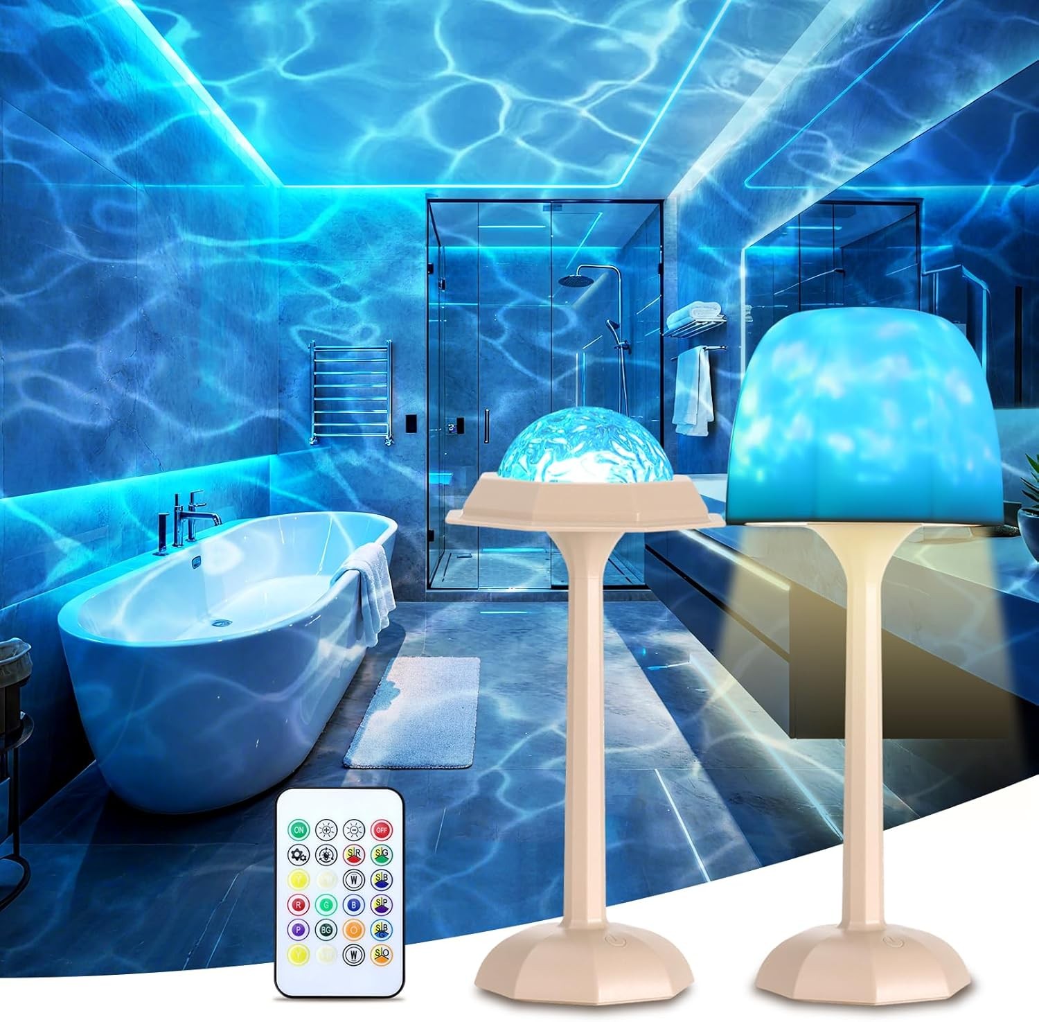 Waterproof Shower Lamp, Night light with 16 Color Ocean Wave Projector Light gallery