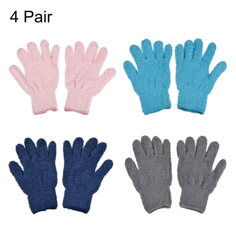 4 Pairs Dusting Cleaning Gloves Microfiber Mittens for Home Window 4 Colors gallery
