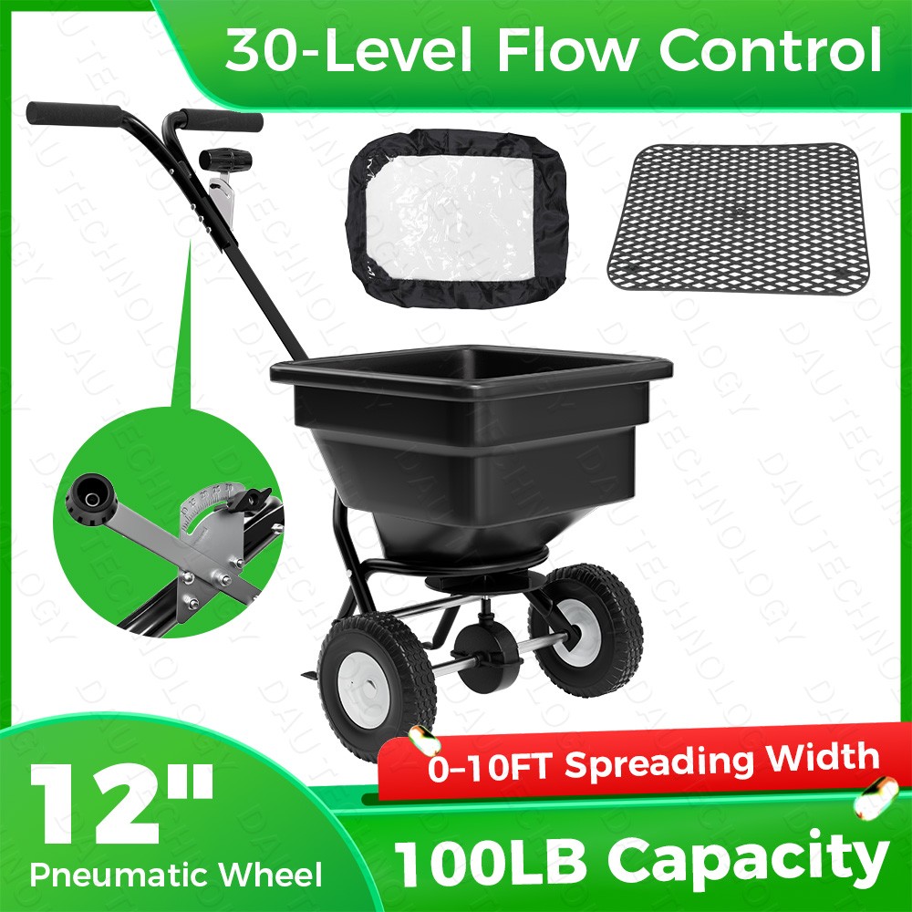 Broadcast Spreader, 100LBS Capacity, Walk-Behind Push Spreader, 0-10ft Spreading gallery