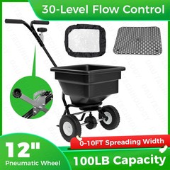 Broadcast Spreader, 100LBS Capacity, Walk-Behind Push Spreader, 0-10ft Spreading