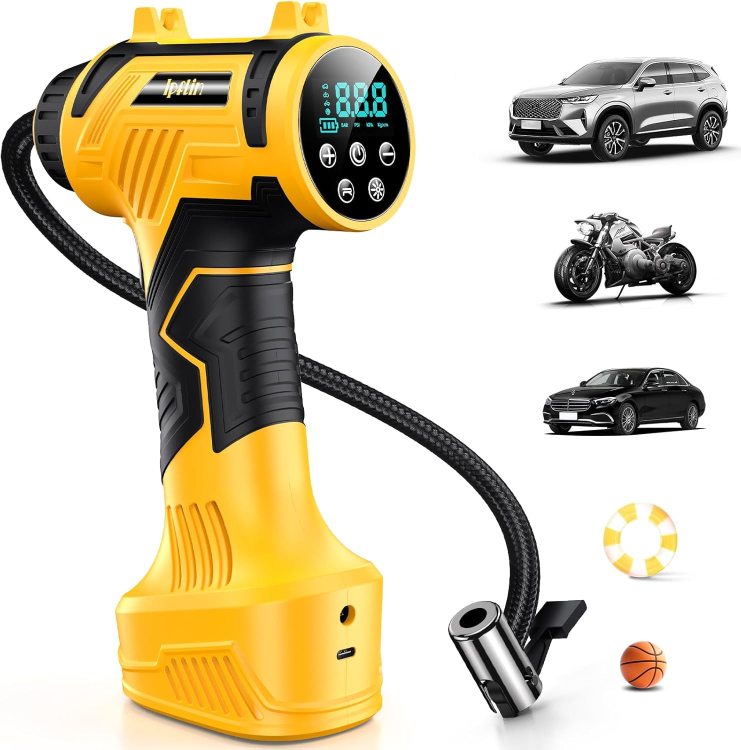 Tire Inflator Portable Air Compressor Built-In Battery - Corded/Cordless Tire In gallery