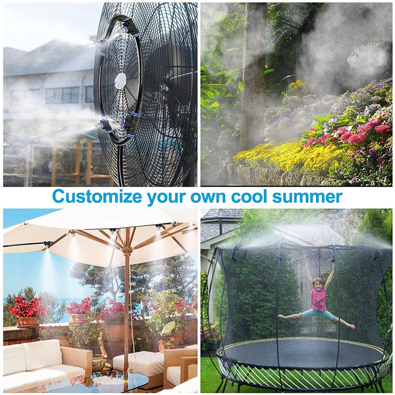 Misting Cooling System 98FT (30M) Misting Line + 30 Brass Mist Nozzles Garden US gallery