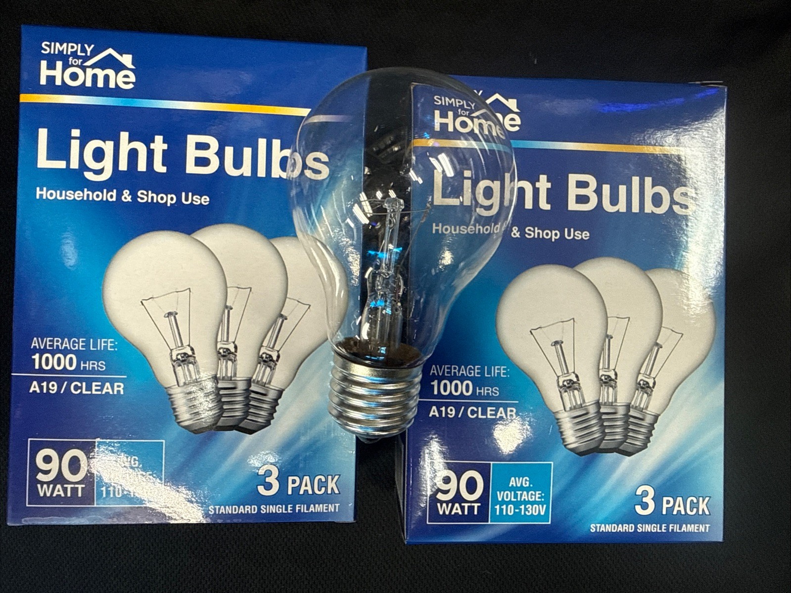 2 Boxes Simply Home Ninty Watt Light Bulb Clear A19 120V 1000 Hrs Universal gallery