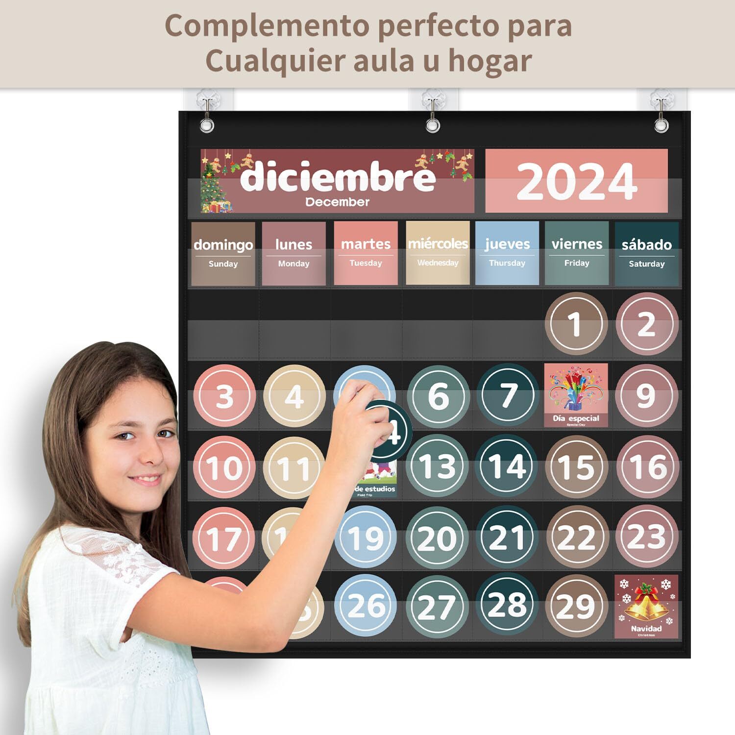 Monthly Calendar Pocket Chart for Classroom Printed Days of The Week with Car... gallery