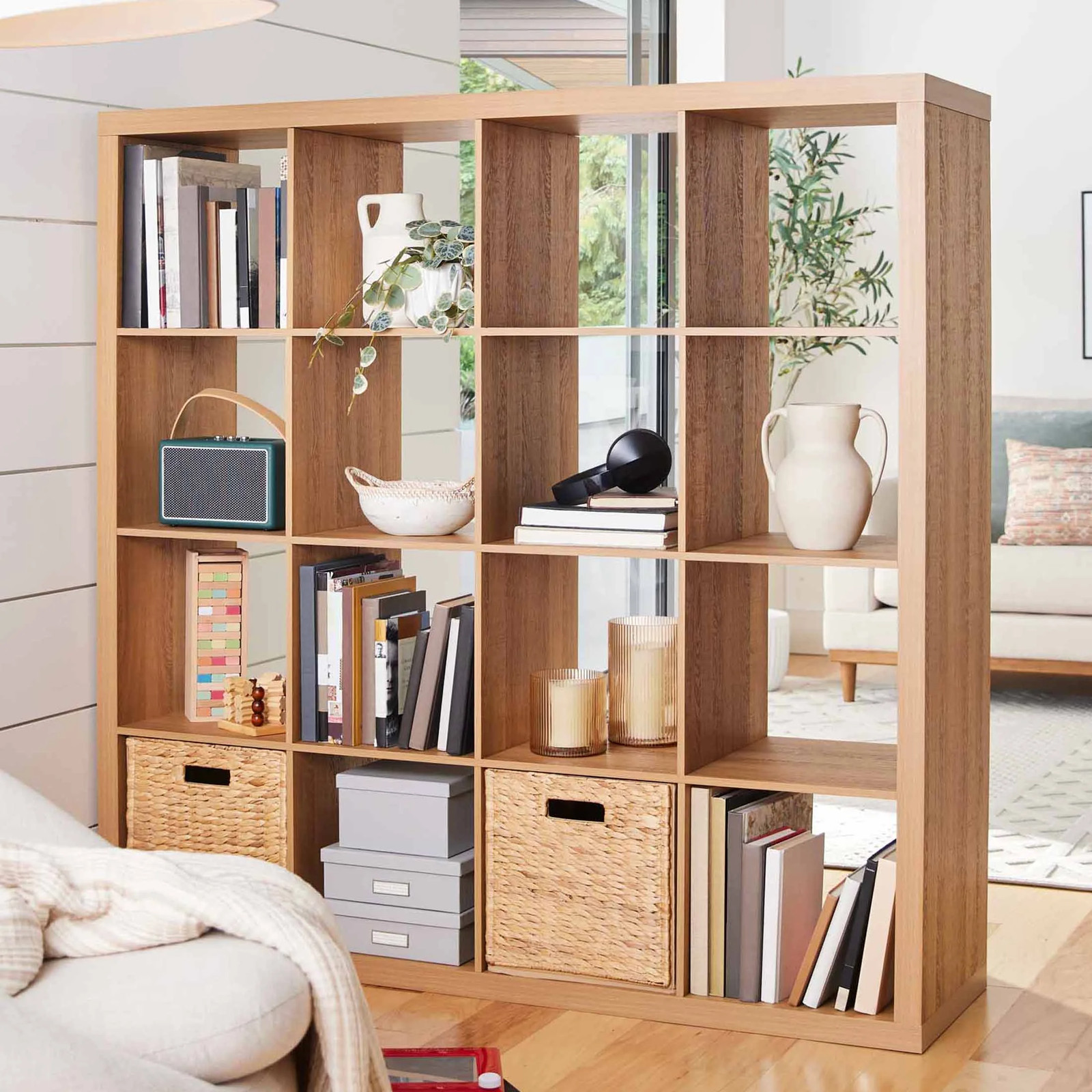 16-Cube Storage Organizer, Bookcase, Display Compartment, Open Back, Home Office gallery