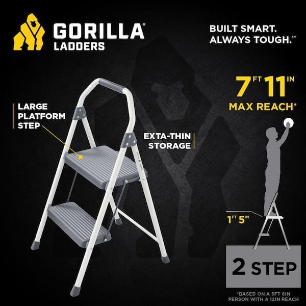 2-Step Compact Steel Step Stool, 225 Lbs. Load Capacity Type II Duty Rating gallery