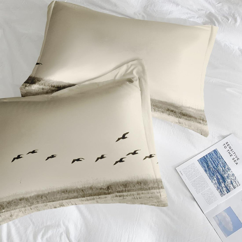 Comforter Set with 2 Pillowcases Queen Size, Wild Birds Duck Lake Hunter, Beddin gallery