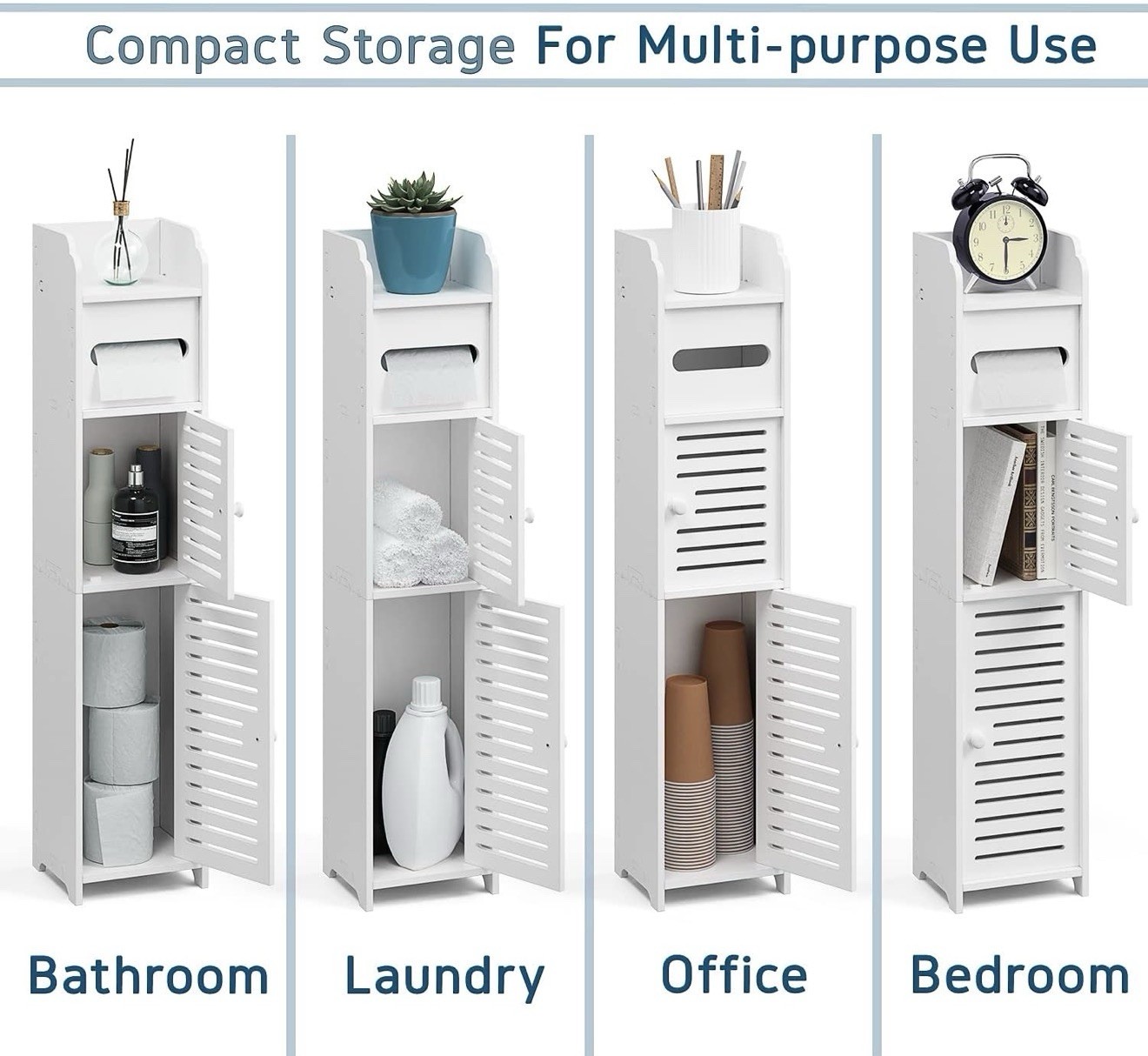 Small Bathroom Storage Cabinet for Small Spaces with Clear Knobs - A0275 gallery