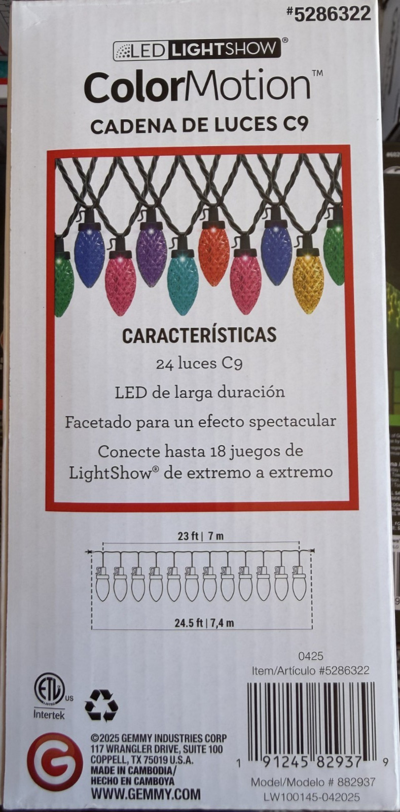 Gemmy Lightshow 24 Light 23 ft C9 Color Motion Multicolor LED Lights gallery