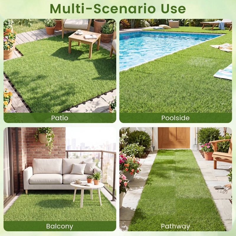 30PCS Interlocking Artificial Grass Tiles 12”x12” for Patio Balcony Backyard gallery
