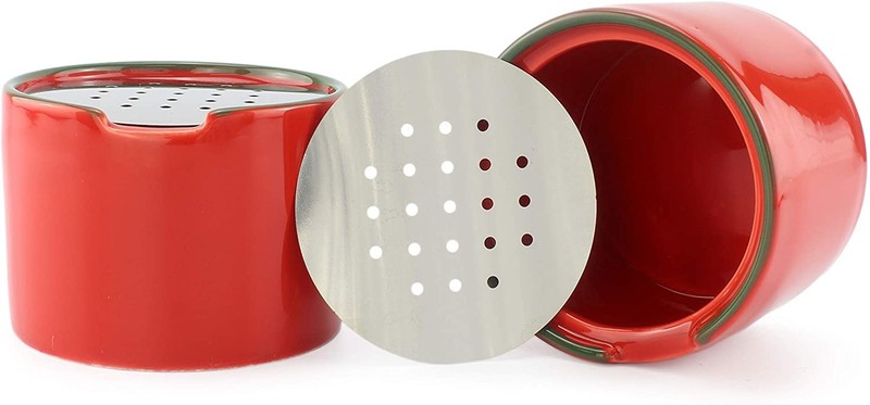 Fruit Fly Traps 2pk; Empty Ceramic Red Fly Gnat Catchers w/ Vented Lids gallery