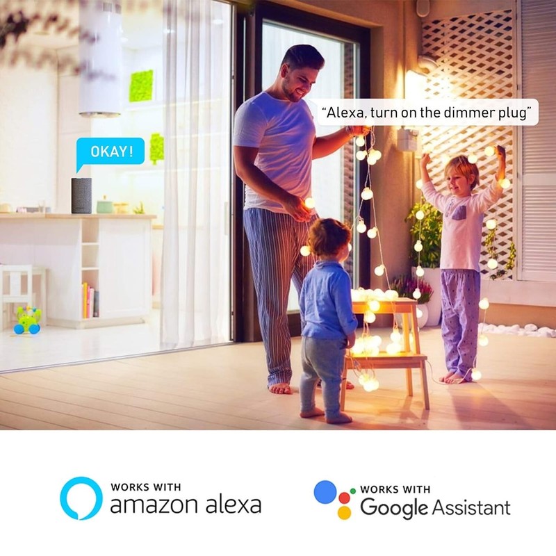 Smart WiFi Dimmer Plug 2 Sockets, Outdoor Smart Outlet Work with Alexa&Google gallery