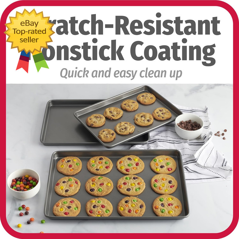 Everyday Nonstick Baking Sheet Set 3 Pack Includes One Small Medium and Large Pa gallery