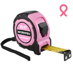 WORKPRO 25FT Pink Tape Measure 1/8Fractions Retractable Measuring Tape Belt Clip