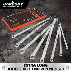 8PC Extra Long Double Box-End Wrench Set Metric 8–24 mm 15° Offset 12-Point CR-V