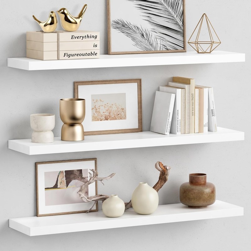 36 Inch Floating Shelves Wall Long Set of 3 Large Deep Wall Shelves Bedroom gallery